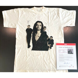 VTG 1993 Depeche Mode Devotional Tour Signed Shirt PSA LOA Demilune AOP Fletcher